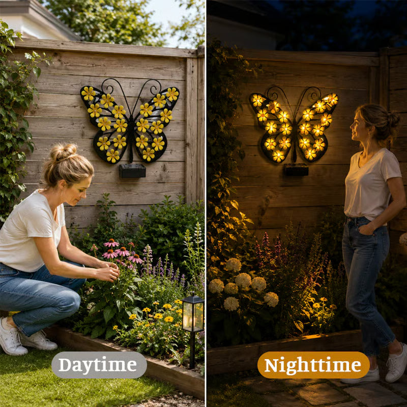 Solar Butterfly Wall Light – Waterproof Metal Outdoor Wall & Fence Decor for Garden, Patio & Yard