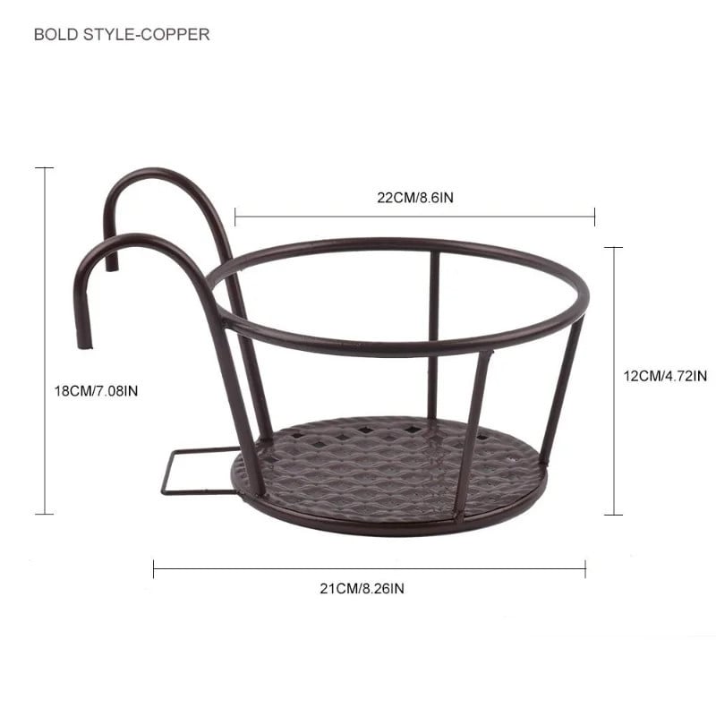 Iron Hanging Flower Basket – Balcony & Fence Plant Holder