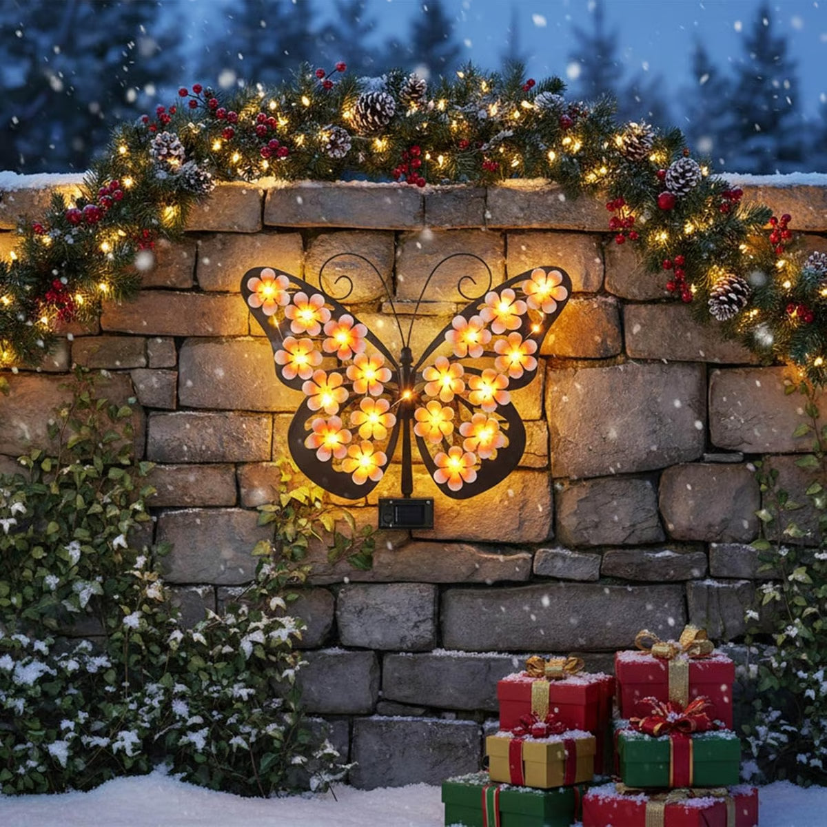 Solar Butterfly Wall Light – Waterproof Metal Outdoor Wall & Fence Decor for Garden, Patio & Yard