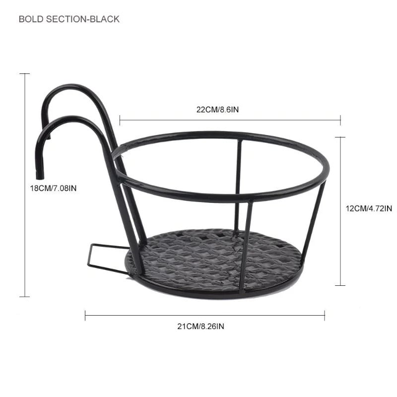 Iron Hanging Flower Basket – Balcony & Fence Plant Holder