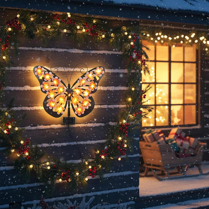 Solar Butterfly Wall Light – Waterproof Metal Outdoor Wall & Fence Decor for Garden, Patio & Yard