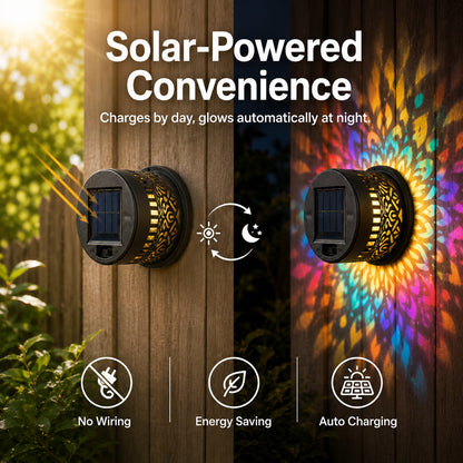 Solar Mandala Projector Light – Waterproof Metal Outdoor Wall & Fence Light for Garden, Patio & Yard