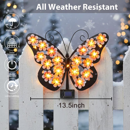 Solar Butterfly Wall Light – Waterproof Metal Outdoor Wall & Fence Decor for Garden, Patio & Yard