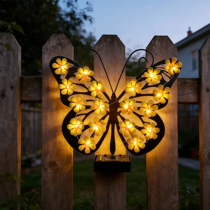 Solar Butterfly Wall Light – Waterproof Metal Outdoor Wall & Fence Decor for Garden, Patio & Yard