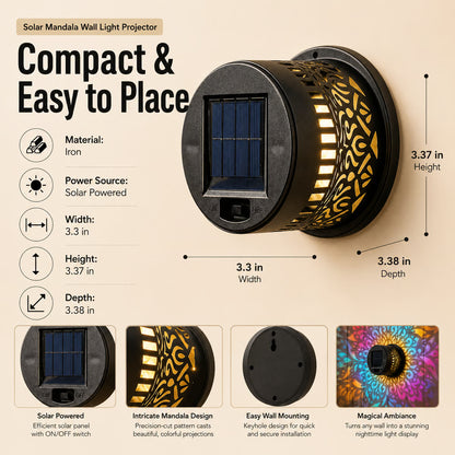 Solar Mandala Projector Light – Waterproof Metal Outdoor Wall & Fence Light for Garden, Patio & Yard